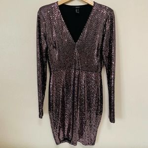 Forever 21 Pink Shimmer Long Sleeve Party Dress